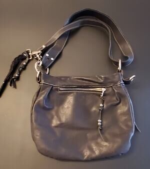 Vintage Vin Baker Black Crossbody Sling Shoulder Bag Purse, Soft LEATHER